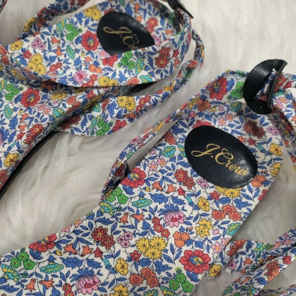 J.Crew Women's Multicolor Floral Print Ankle Strap Strappy Sandals Size 10, NEW - Picture 7 of 9